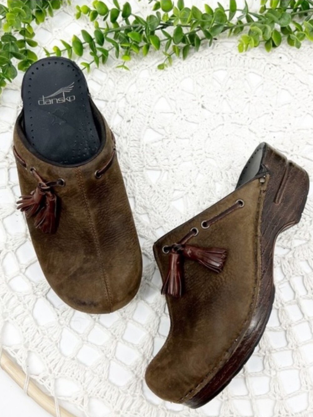 Dansko Shannon Leather Clogs Brown Sz 37